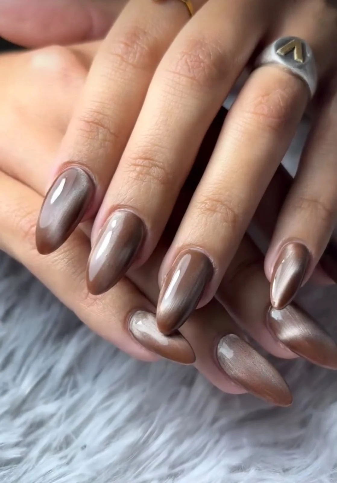 Trabajo de uñas: Marron y cat eyes